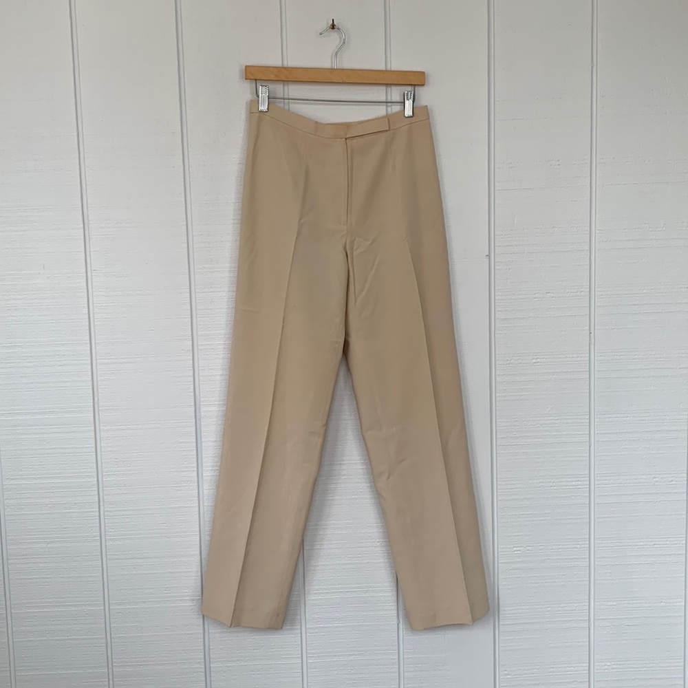 Cream High Waisted Straight Leg Trousers by Kasper